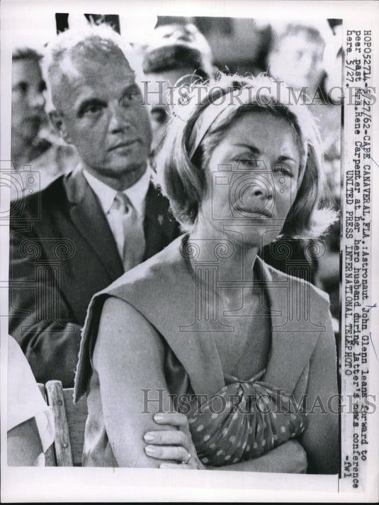 1962 Press Photo Cape Canaveral, Fla Astronaut John Glenn & Mrs Rene Carpenter - Historic Images