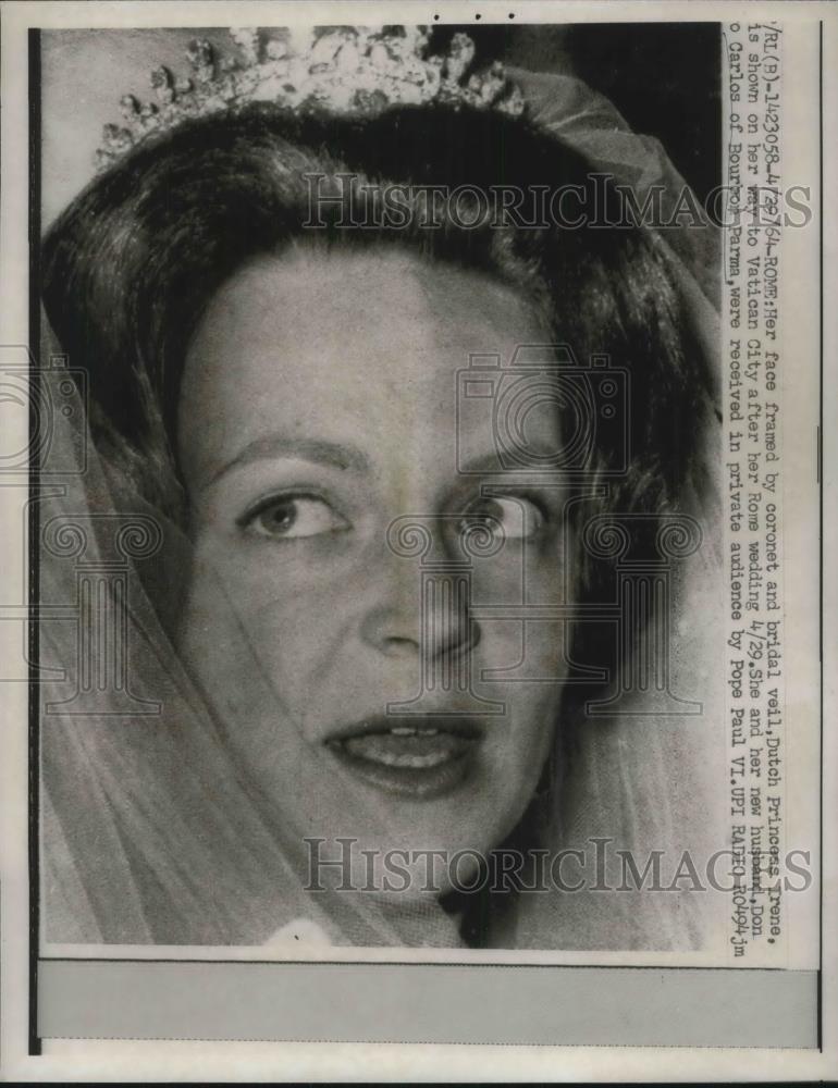 1964 Press Photo Rome. Italy Dutch Princess Irene after her wedding - neb84323 - Historic Images