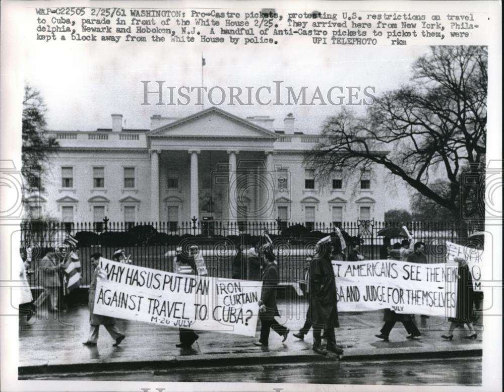 1961 Press Photo Pro-Castro Picketers in front of the White House - neb85486 - Historic Images