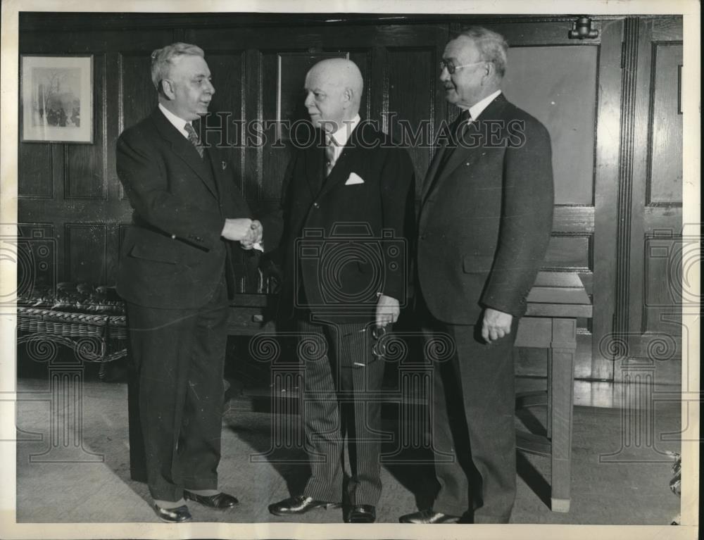 1934 Press Photo Dr Harold Campbell, NYC schools super,Dr W O&#39;Shea,m O&#39;Flagherty - Historic Images