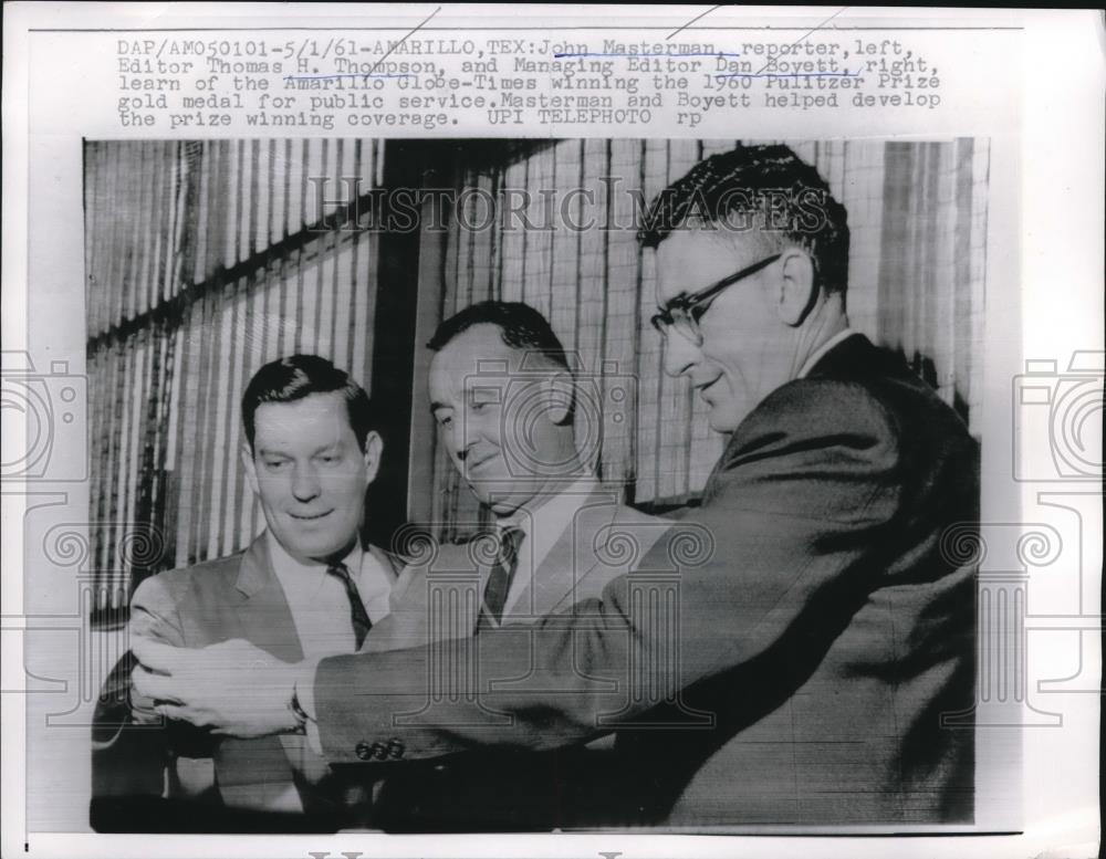 1961 Press Photo Amarillo, Tex. John Masterman, reporter,Editor TH Thompson, - Historic Images