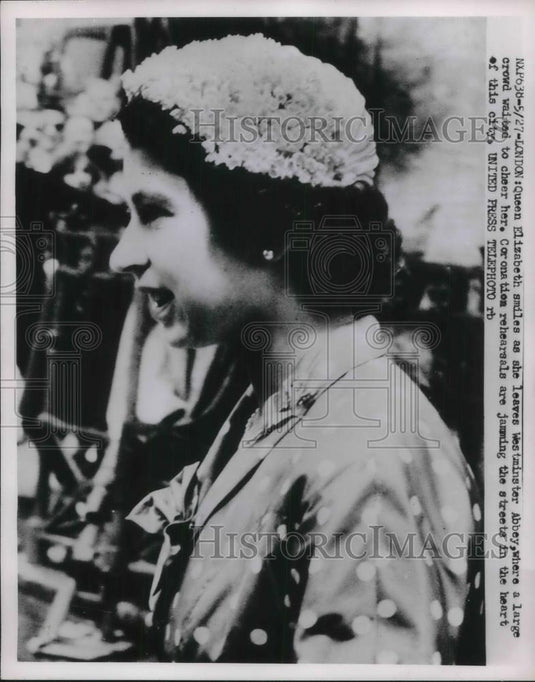 1953 Press Photo London, Queen Elizabeth at Westminster Abbey - Historic Images