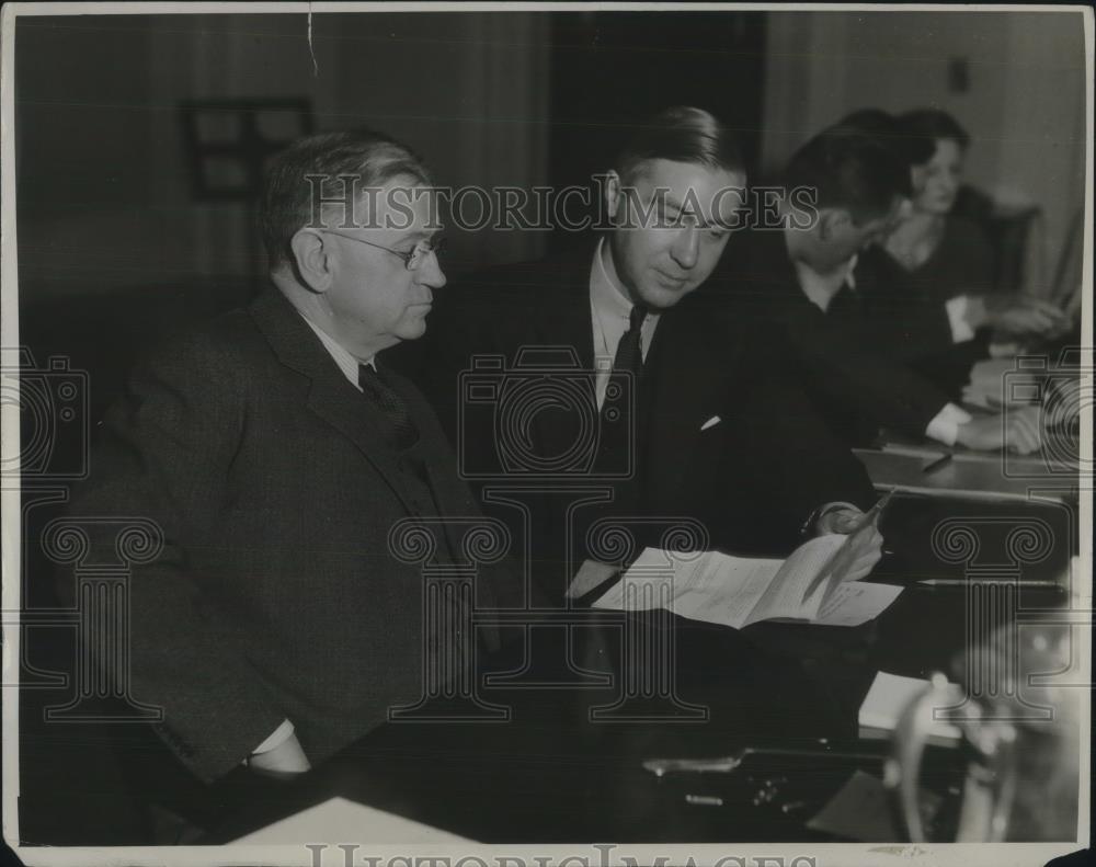 1934 Press Photo Harold Lekes &amp; Philip Henri PWA directors of finance - Historic Images