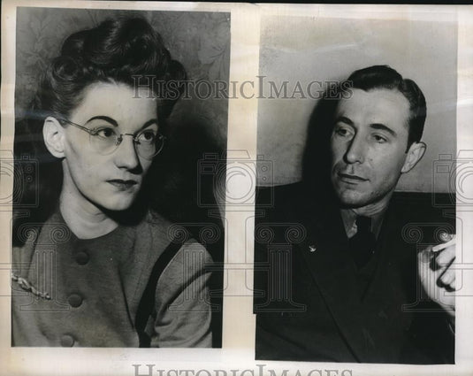 1944 Press Photo Leo Martin & wife arrested for car theft, Cleveland, Ohio - Historic Images