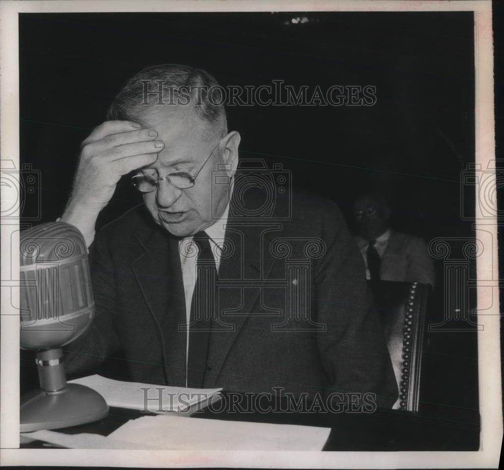 1945 Press Photo Secretary of Interior Howard Ickes Speaking in Microphone - Historic Images