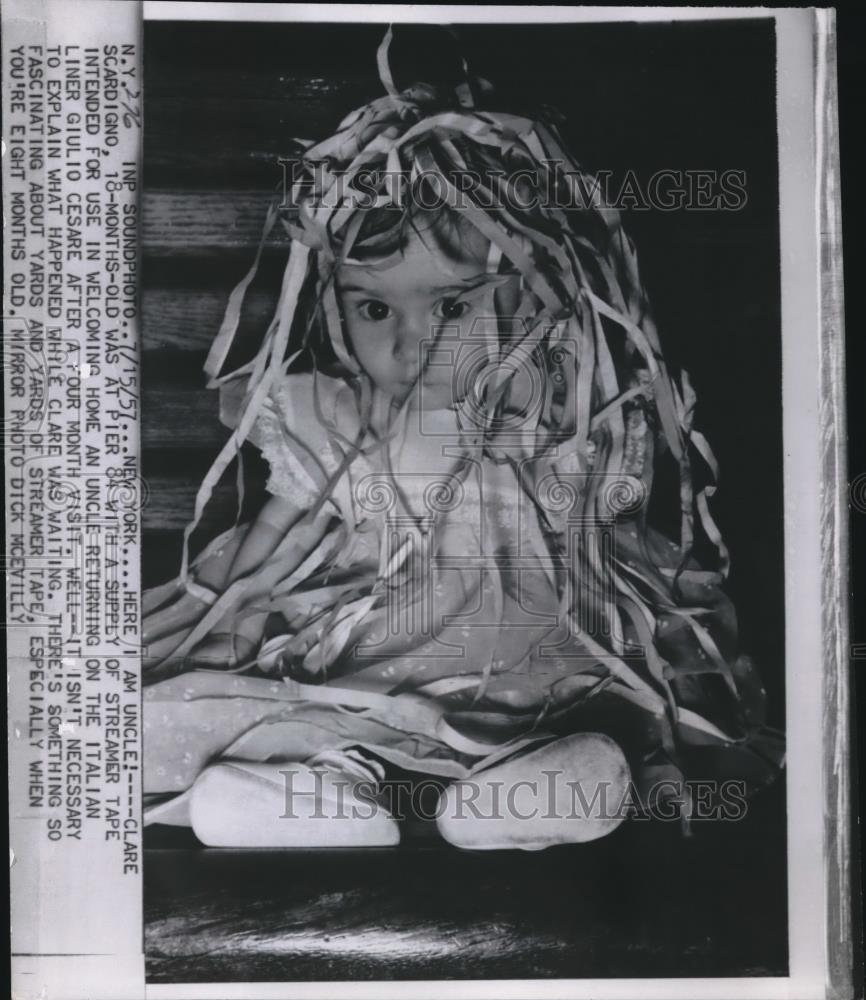 1957 Press Photo NYC, Clare Scardino age 18 months - Historic Images