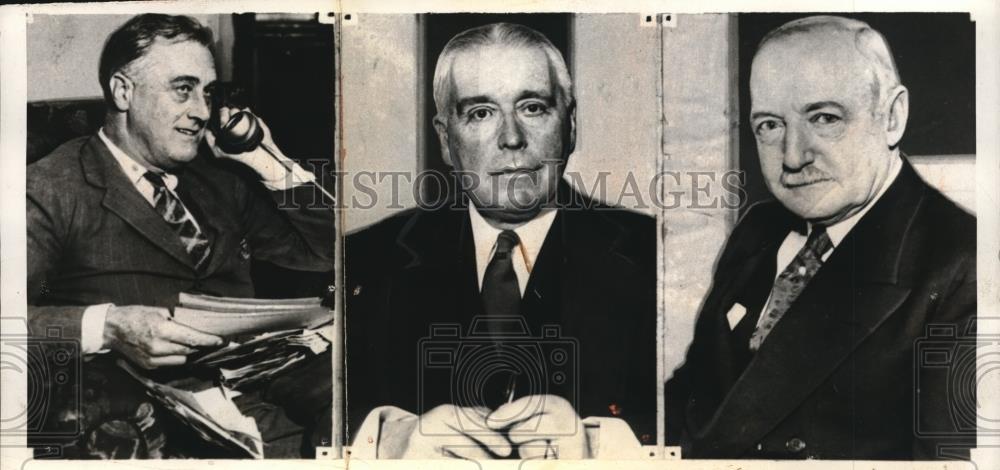 1932 Press Photo Gov Franklin Roosevelt, Tammany chief JF Curry, mayor Walker - Historic Images