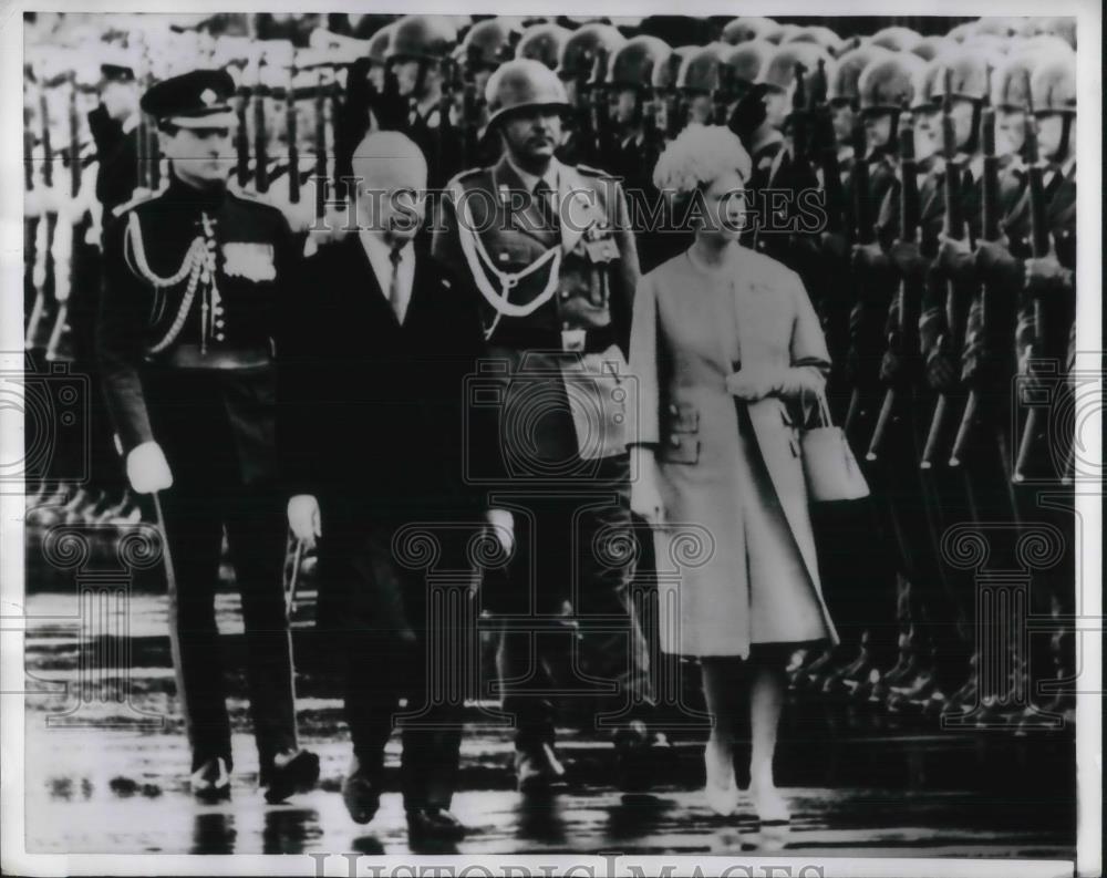 1965 Press Photo Bonn, Germany Queen Elizabeth II, Pres Heinrich Luebke - Historic Images