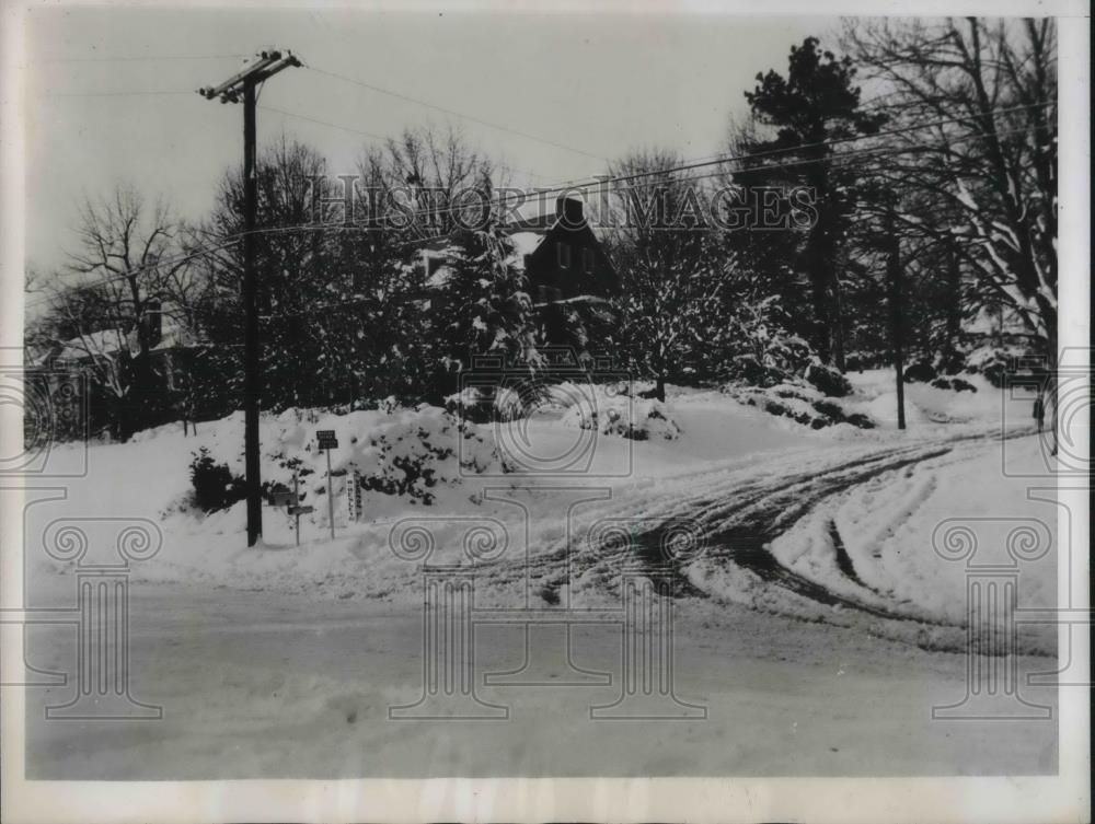 1940 Press Photo Atlanta, Ga unusual snow fall covers the area - Historic Images