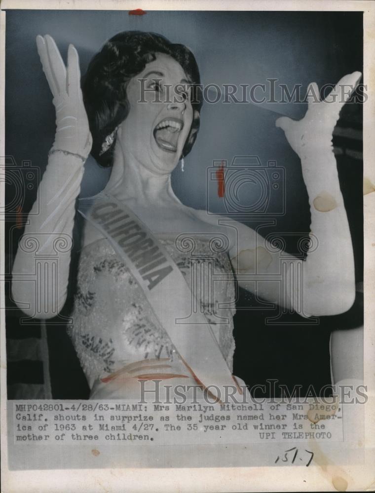 1963 Press Photo Miami, Fla. Mrs Marilyn Mitchell named &quot;Mrs America&quot; - Historic Images