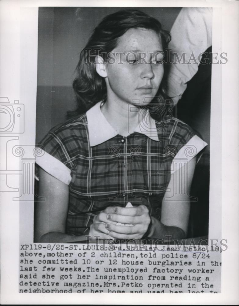 1954 Press Photo Mrs Shirley Jean Petko Mother of 2 Admits to Burglaries - Historic Images