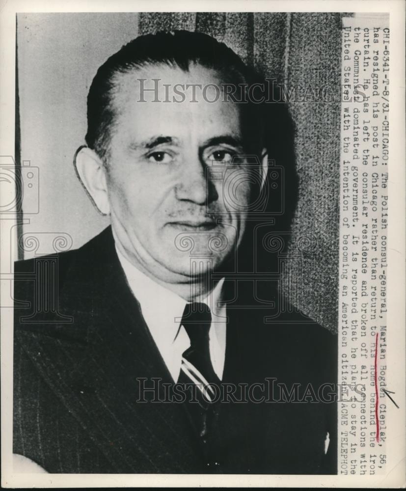 1949 Press Photo Chicago, Ill Marian Cielplak, Polish consul-general - Historic Images