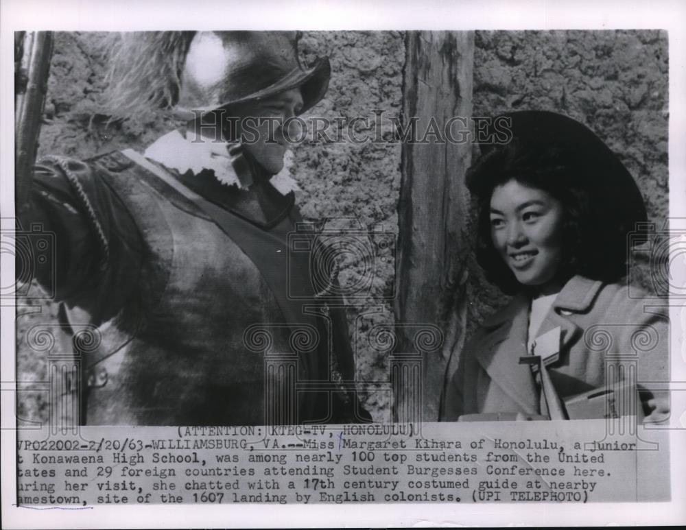 1963 Press Photo Miss Margaret Kihara a Junior Konawaena High School in Virginia - Historic Images