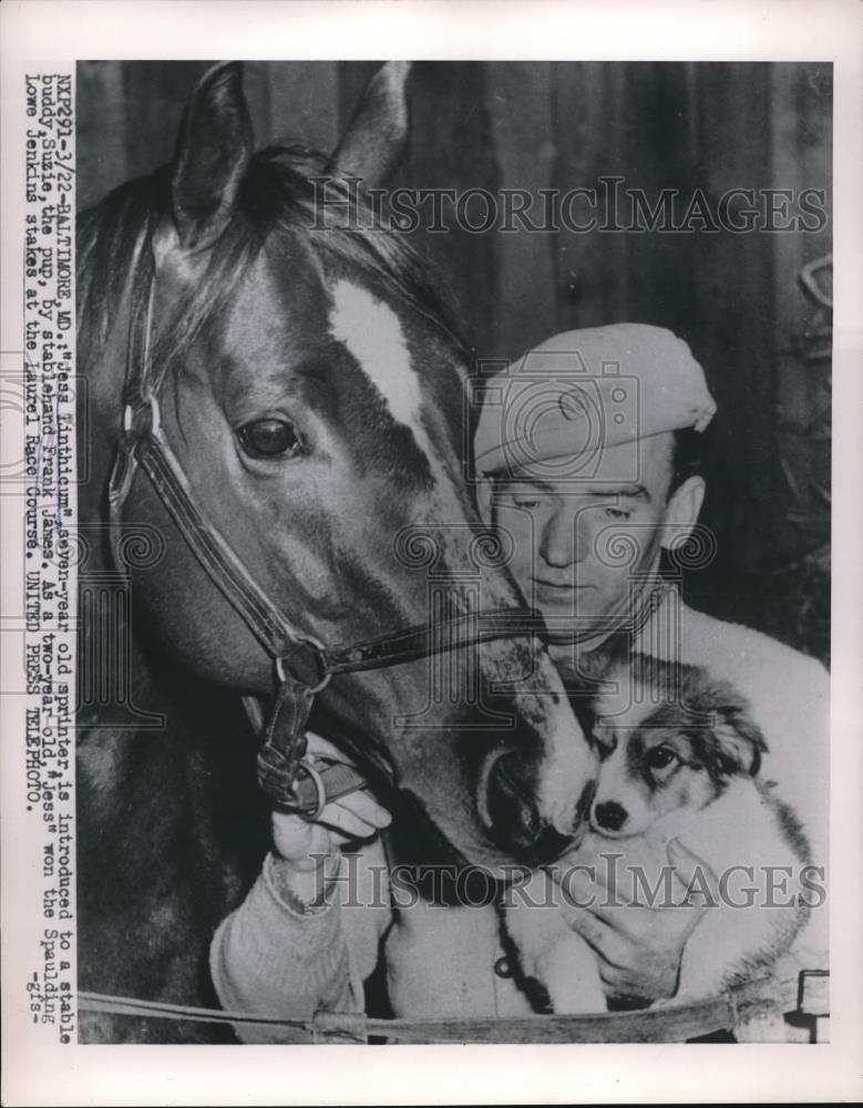 1954 Press Photo Frank James Introduces Jess Linthicum To - Historic Images