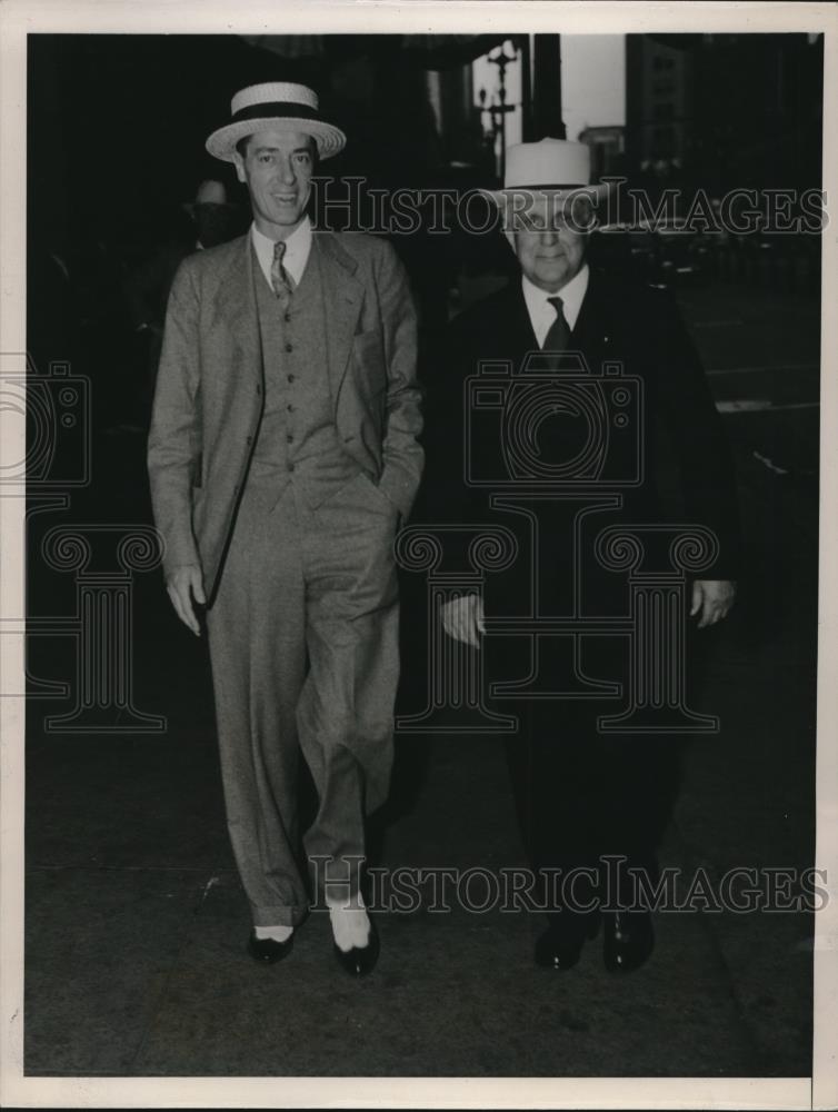 1936 Press Photo Sen. James J Davis of Pa. & sec at Hotel Statler , Cleveland - Historic Images
