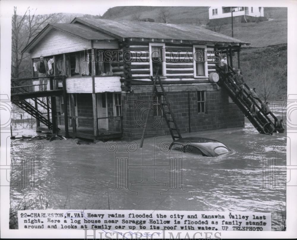 1956 Press Photo Flooding near Scraggs Hollow, Charleston, WV - neb88901 - Historic Images