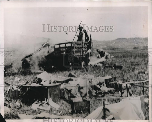 1936 Press Photo Wreckage from the British ambulance camp after bombing Quoram - Historic Images