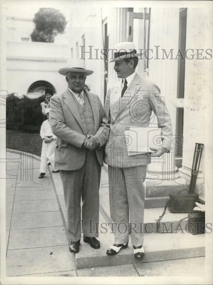 1930 Press Photo Sec of Labor James Davis &amp; Sec of War Patrick Hurley in D.C. - Historic Images