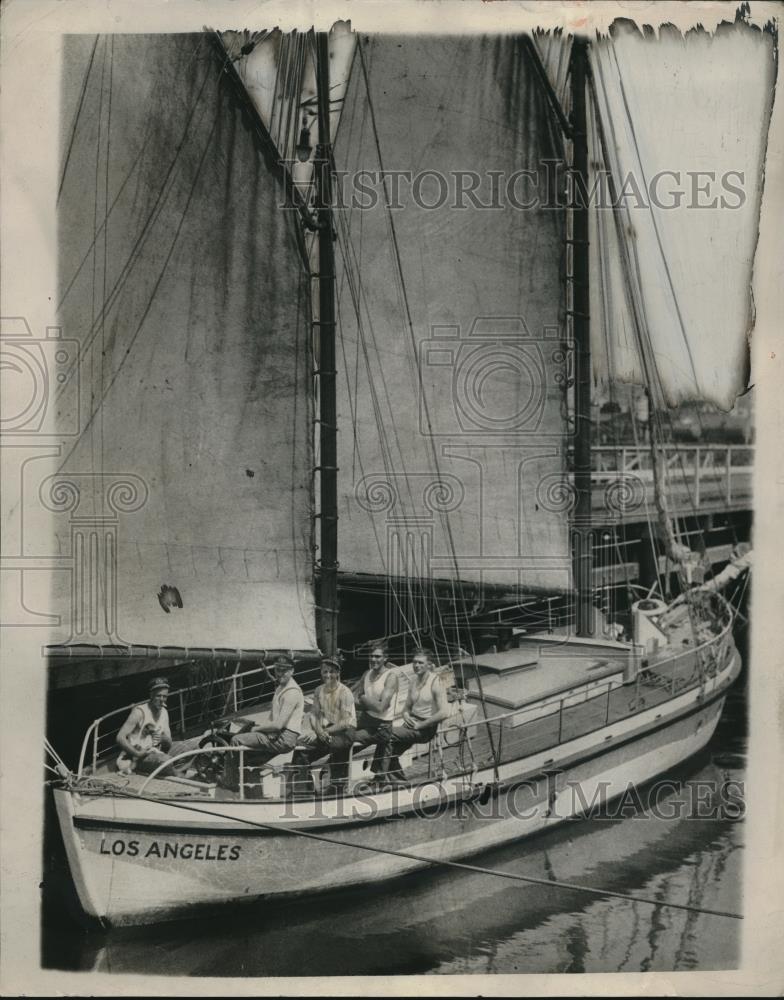 1929 Press Photo Steve Miranda, Dan Blum on yacht Los Angles - Historic Images