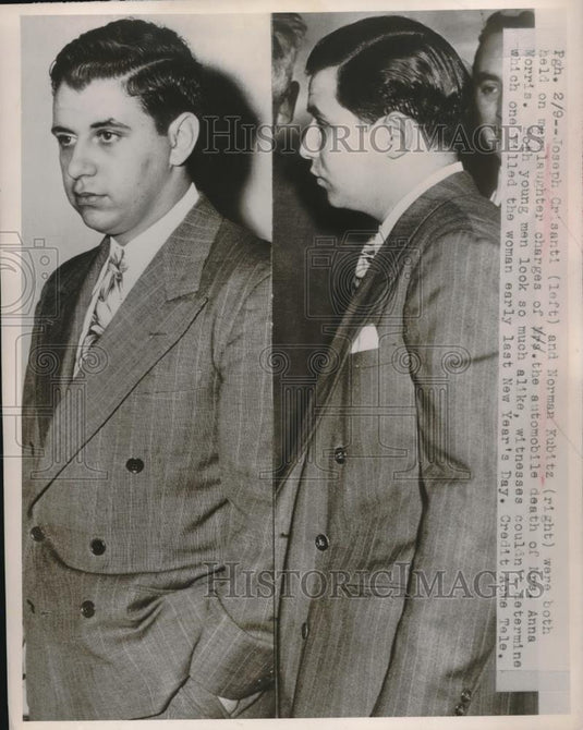 1949 Press Photo Joseph Crisanti & Norman Kubitz, manslaughter charges in Pa. - Historic Images