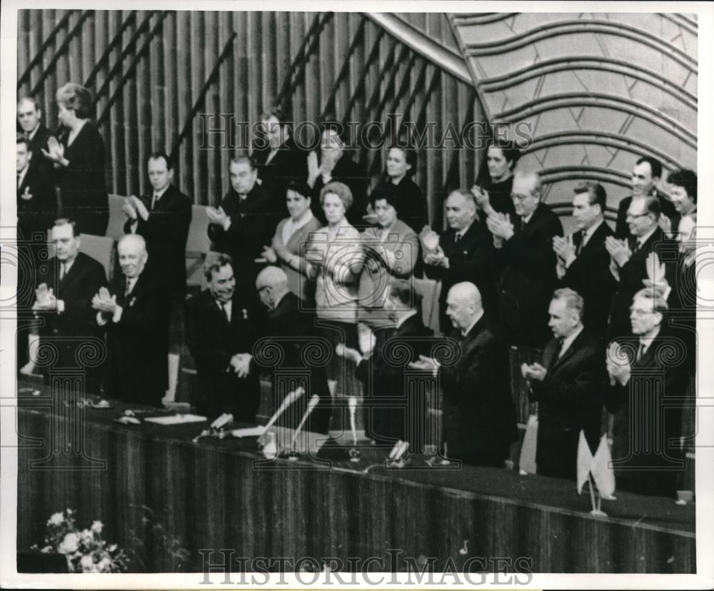 1966 Press Photo Leonid Brezhnev, Wldayslaw Comulka, Gennadi Voronov Alexei - Historic Images