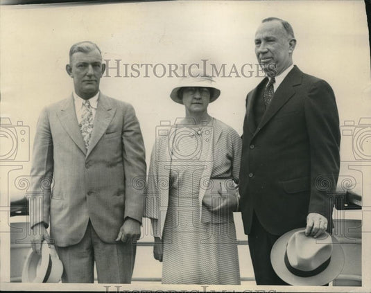 1933 Press Photo Honolulu Mayor & Mrs GF Wright,fire chief WW Blaisdell - Historic Images