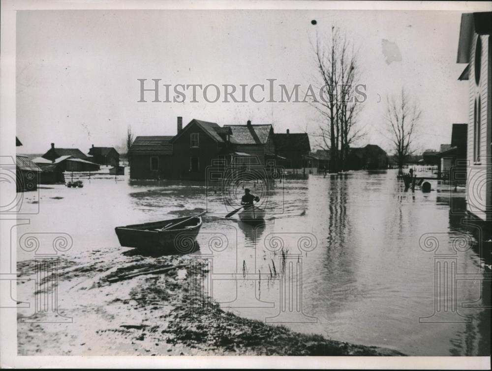 1938 Press Photo Odanah Wisconsin river flood Indian village - Historic Images