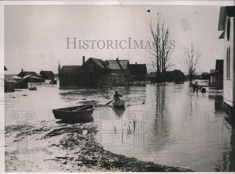 1938 Press Photo Odanah Wisconis River Flood Ice jam - Historic Images