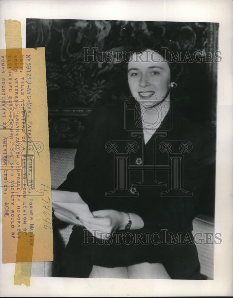 1945 Press Photo NYC, Mrs Patricia Deuse, for League of Women Veterans Org. - Historic Images