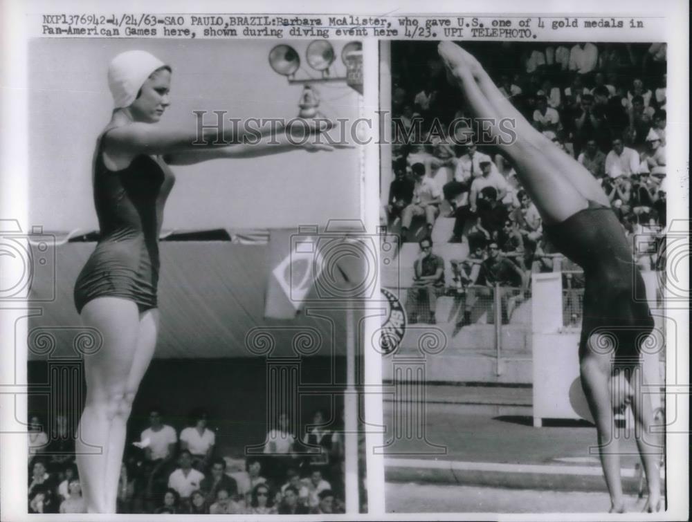 1963 Press Photo Barbara McAlister Won Gold Medal Pan American Games - Historic Images