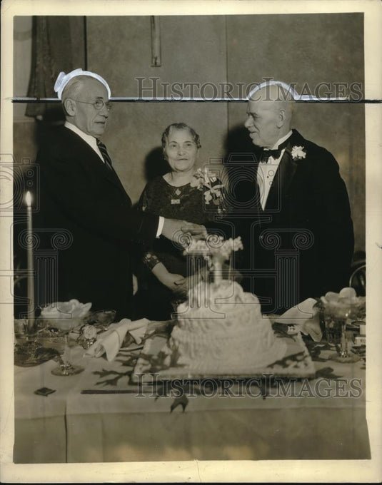 1934 Press Photo Benjamin Warner, Mr. & Mrs. Morris Charvis, 50th wedding anniv - Historic Images