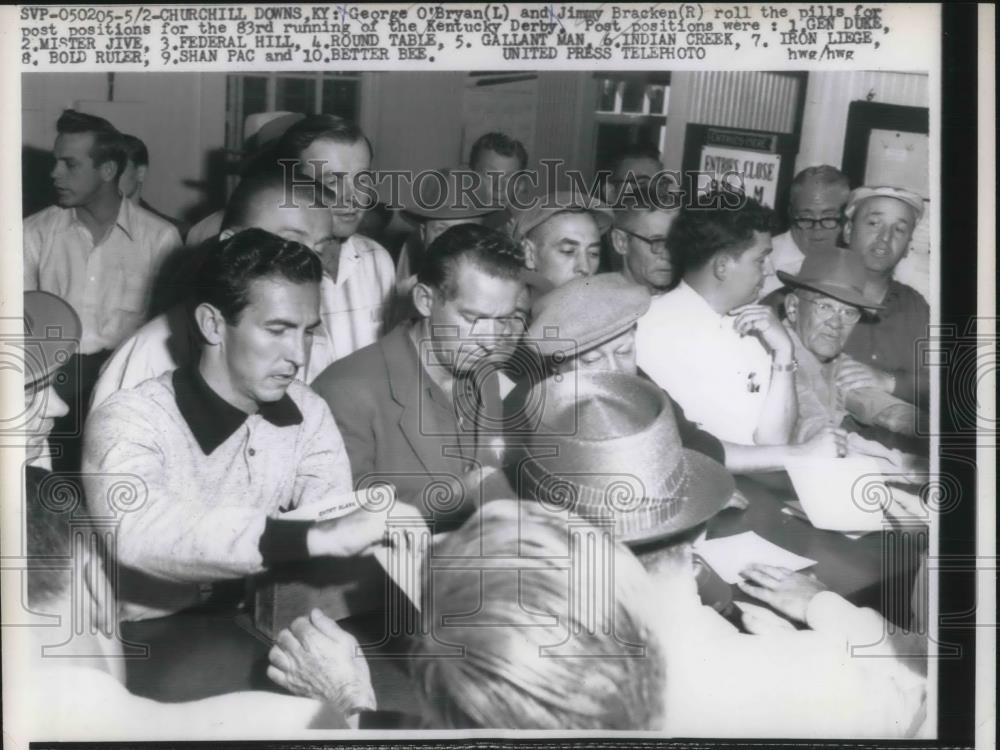 1957 Press Photo George O&#39;Bryan, Jimmy Bracken, Kentucky Derby, Churchill Downs - Historic Images