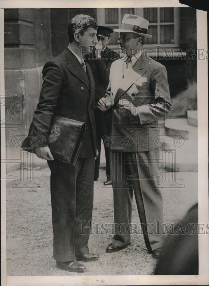 1936 Press Photo French Socialist Cabinet Member Georges Monney with Friend - Historic Images