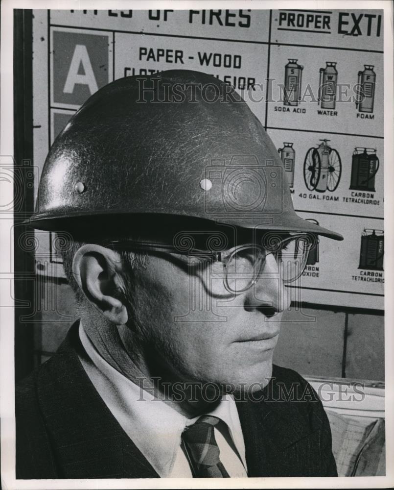 1953 Press Photo Construction Superintendent Wearing a Hardhat - Historic Images