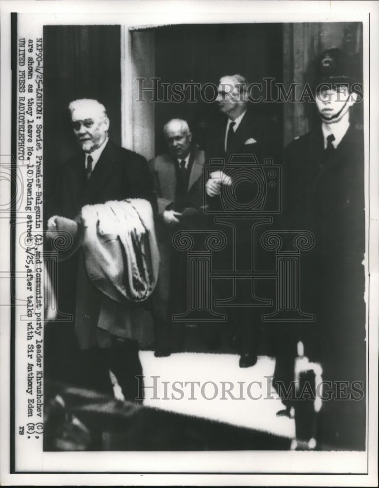 1956 Press Photo Soviet Premier Buganin Shrushchev Sir Anthony Eden - Historic Images