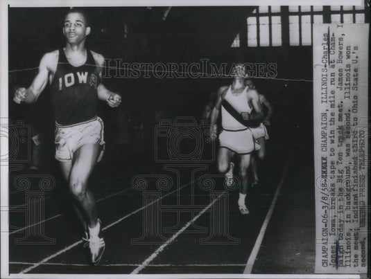 1958 Press Photo Charles Jones, Big Ten Track Meet, Champaign, Illinois - Historic Images