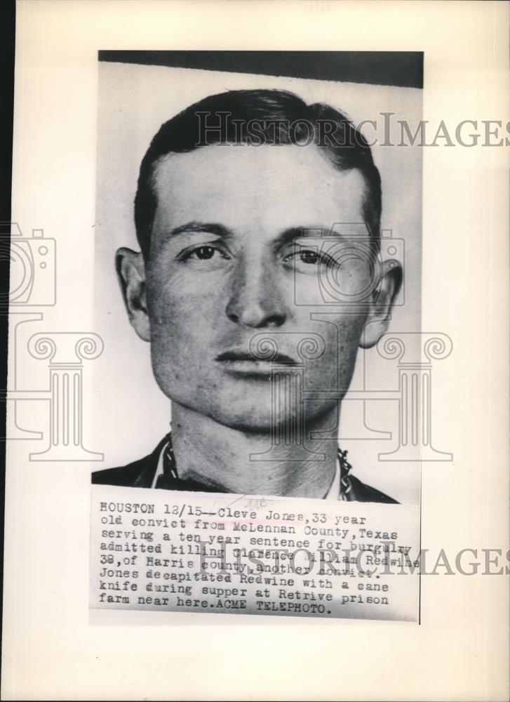 1941 Press Photo Houston, Tex. Cleve Jones serving 10 yrs for a killing - Historic Images