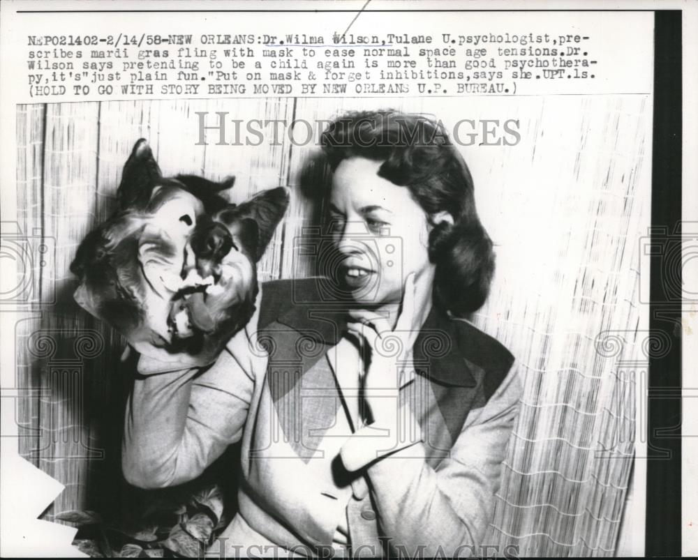 1958 Press Photo Dr. Wilma Wilson, Tulane University Psychologist - Historic Images