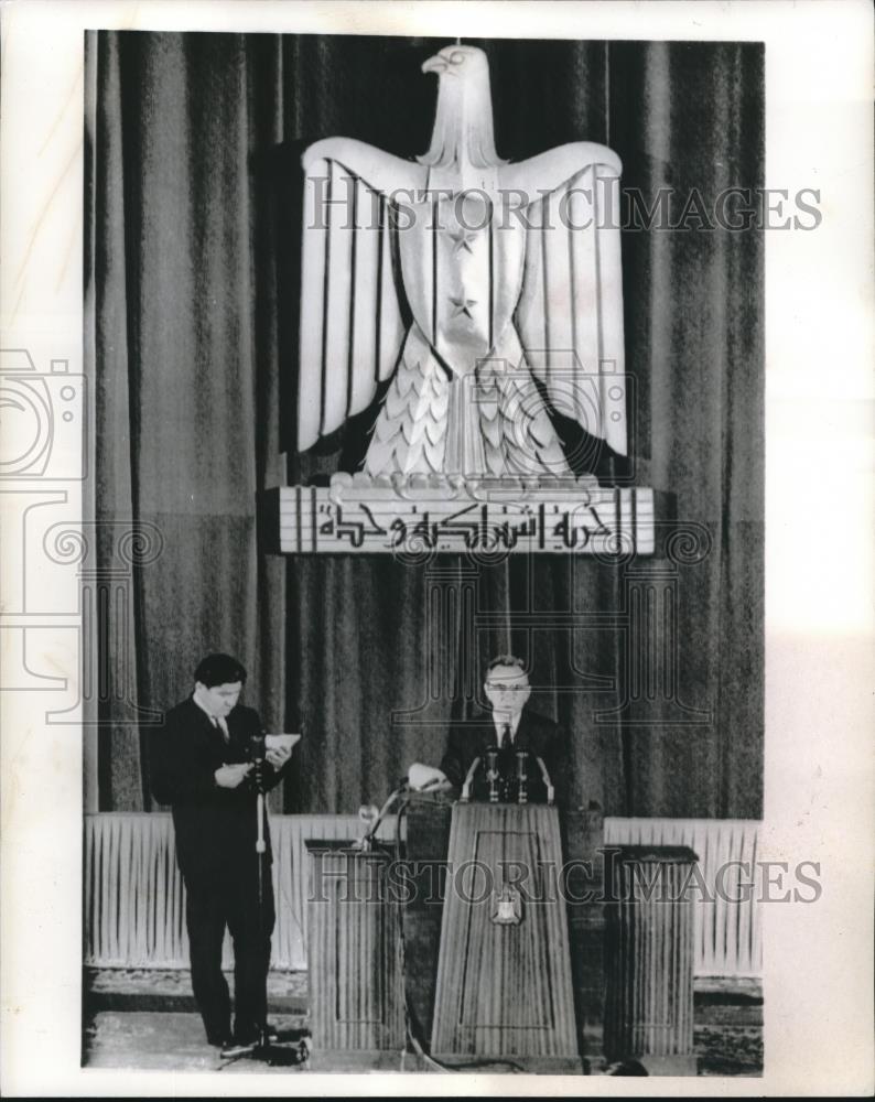 1966 Press Photo Cairo, Egypt Soviet Premier Alexi Kosygin at a Univ.rally - Historic Images