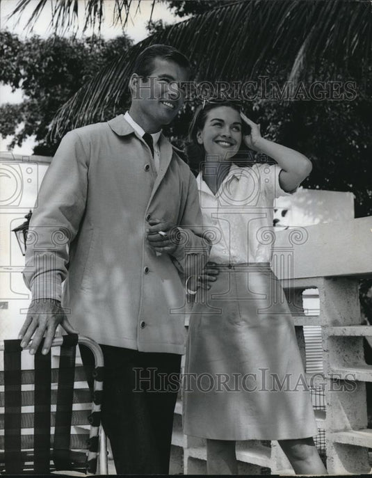 1962 Press Photo Man Wearing Button Up Corduroy Jacket Over Pants - Historic Images