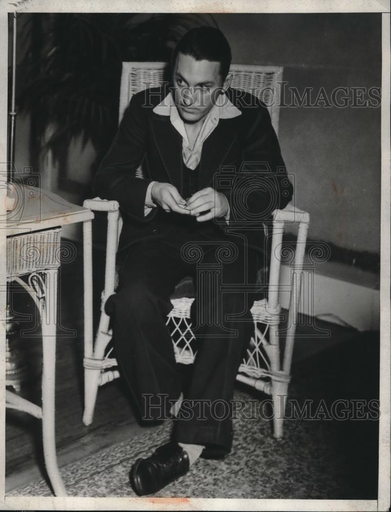 1934 Press Photo Charles Johnston Jr at Inquest of Shooting of Dorothy Smith - Historic Images