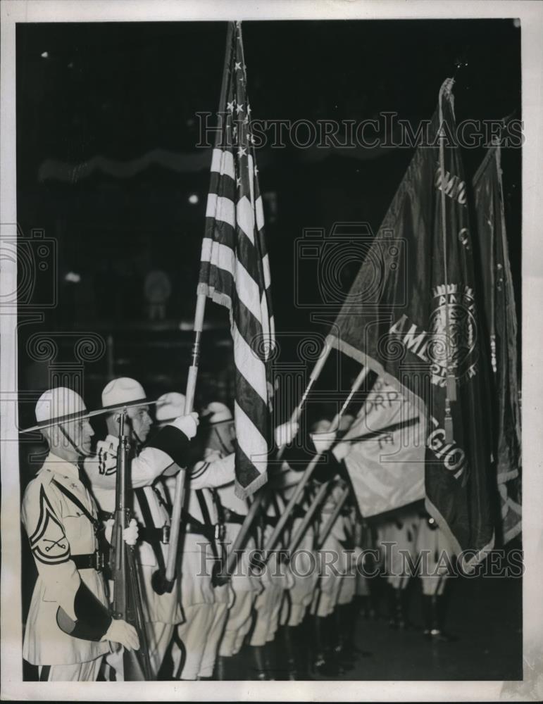 1937 Press Photo Color Guard at National Convention of the American Legion in NY - Historic Images