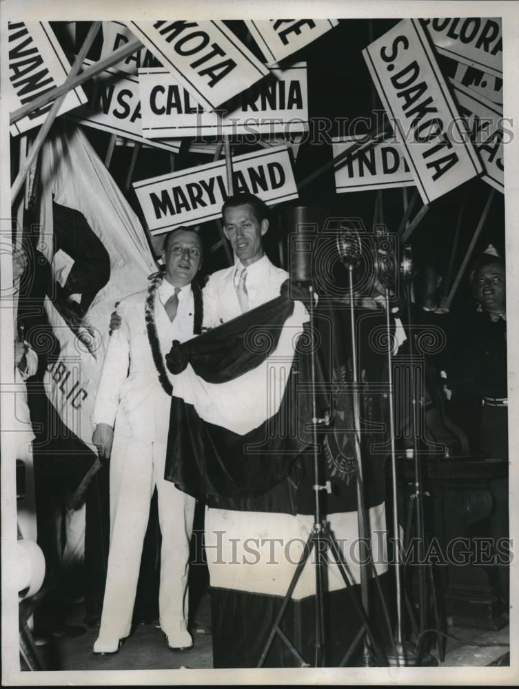 1934 Press Photo Frank Belgrano san Francisco banker Edward A. hayes - Historic Images