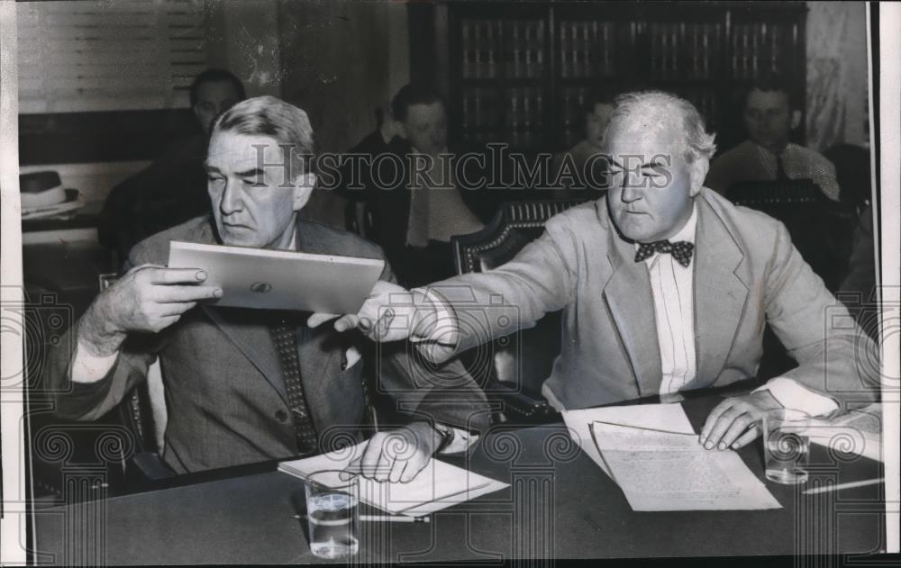 1955 Press Photo Adolphe H. Wenzell &amp; Attorney Arthur Dean at Senate Hearing - Historic Images