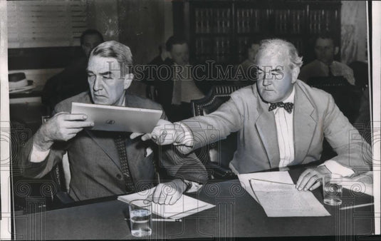 1955 Press Photo Adolphe H. Wenzell & Attorney Arthur Dean at Senate Hearing - Historic Images