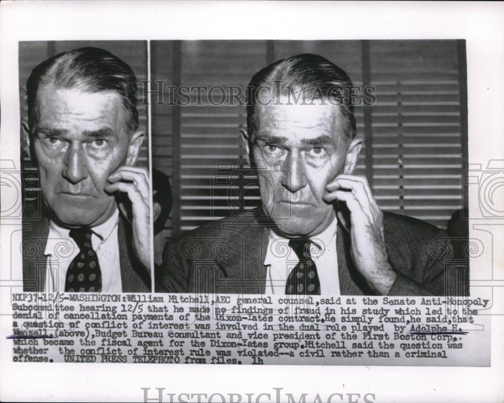 1955 Press Photo Wash.D.C. Wm Mitchell, AEC general consul - neb86512 - Historic Images