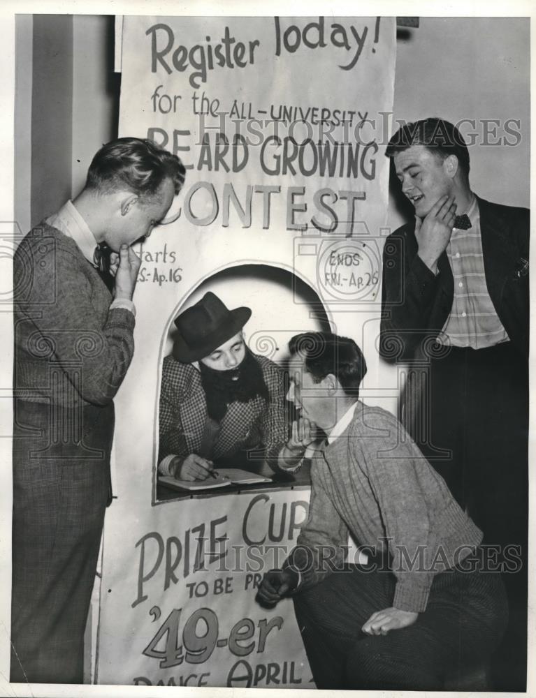 1949 Press Photo Kent university students getting checked before contest - Historic Images