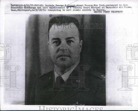 1957 Press Photo George French Gets Life in Prison for Selling Atomic Secrets - Historic Images