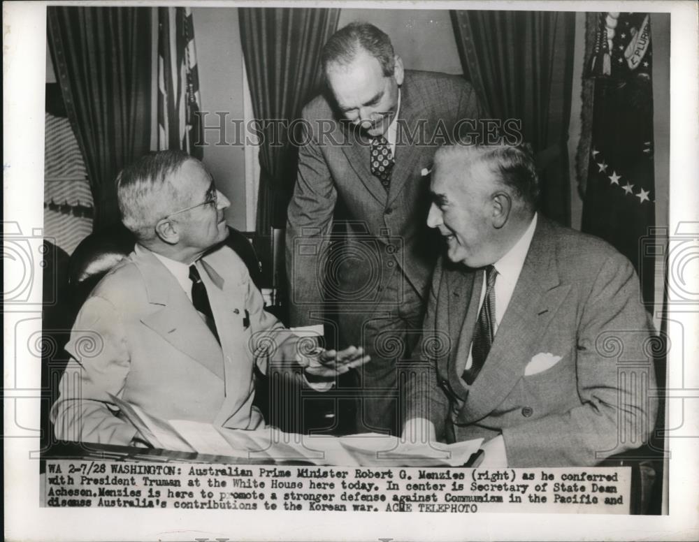 Press Photo Australian Prime Minister Robert Menzieo &amp; President Truman Conferri - Historic Images