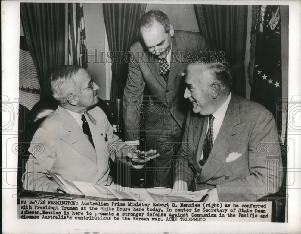 Press Photo Australian Prime Minister Robert Menzieo & President Truman Conferri - Historic Images